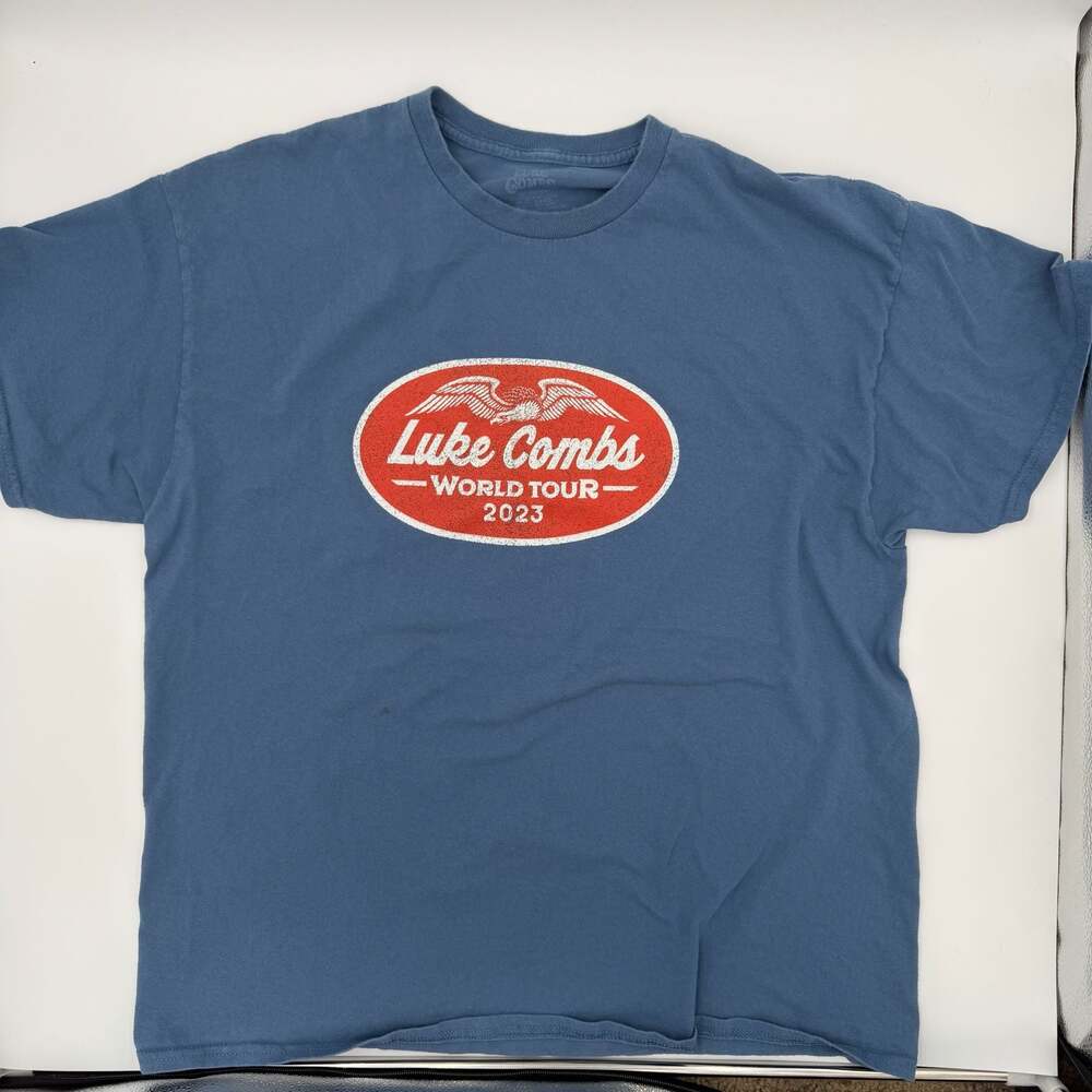 Luke Combs World Tour 2023 Shirt Mens XL Blue Comfort Colors Country Concert Tee